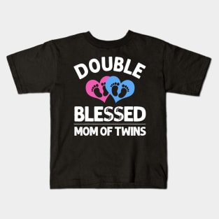 Funny New Mom Of Twins Gift For Women Mother Announcement Kids T-Shirt